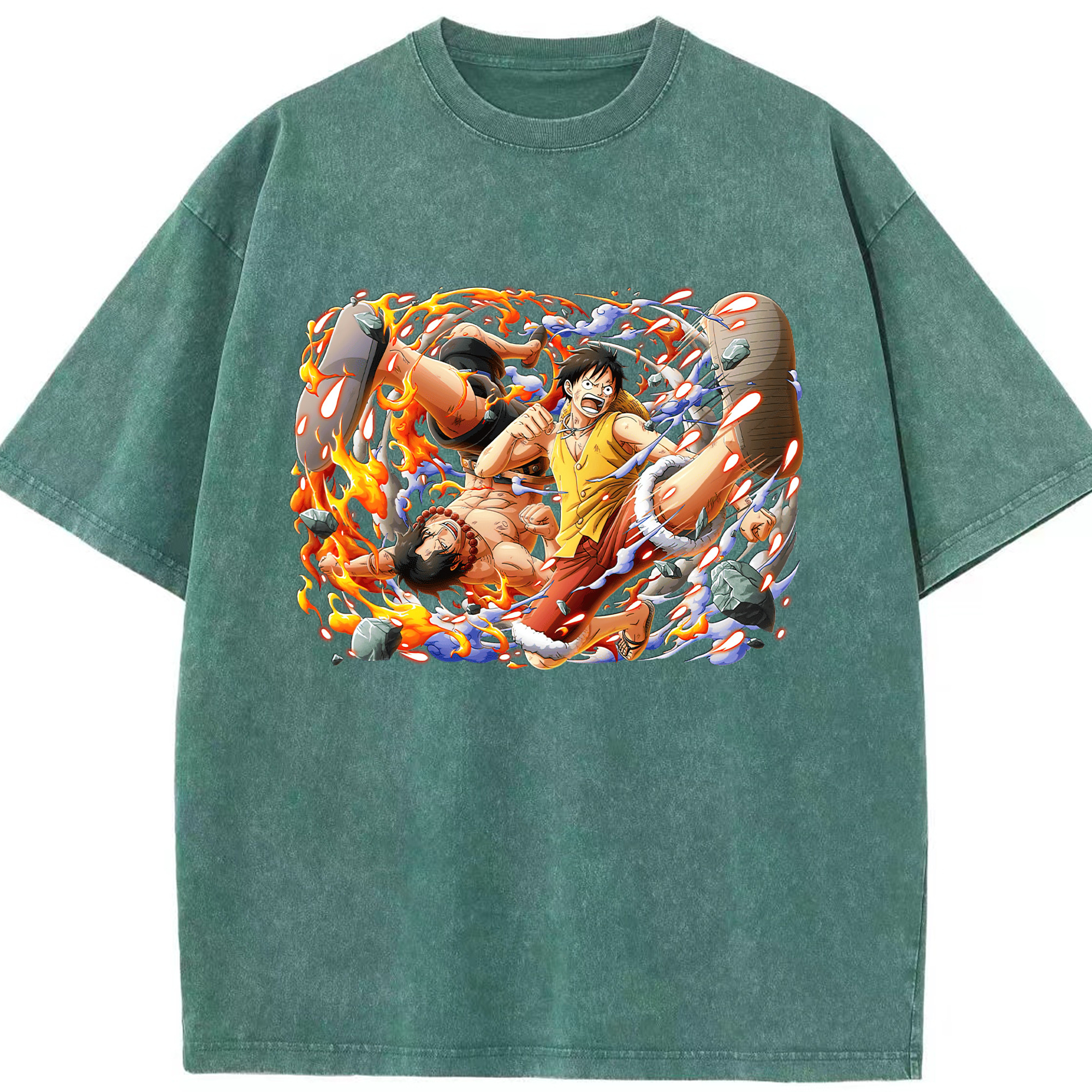 （画像用） ワンピース モンキー・D・ルフィ ONE PIECE Monkey D. Luffy 綿100% ヴィンテージ風 半袖Tシャツ（フロントプリント）